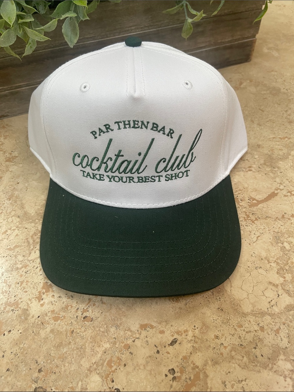 OTTO White and Dark Green 'Cocktail Club' Snapback Hat